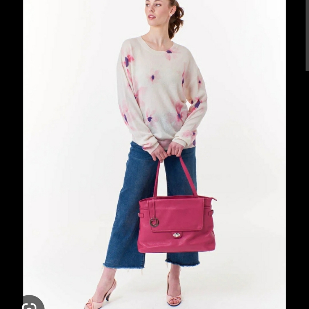 Crush cashmere floral  print sweater